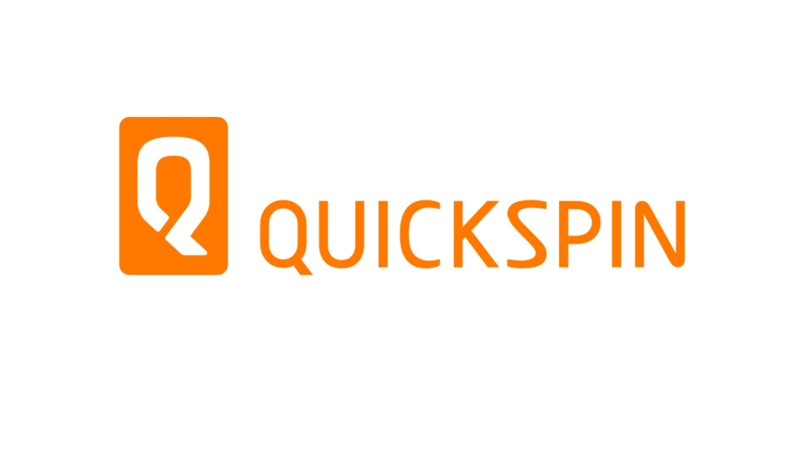 Logo of Quickspin with bold orange text and a stylized "Q" icon, emphasizing simplicity and creativity in game development.